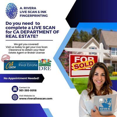 CALIFORNIA DEPARTMENT OF REAL ESTATE LIVE SCAN