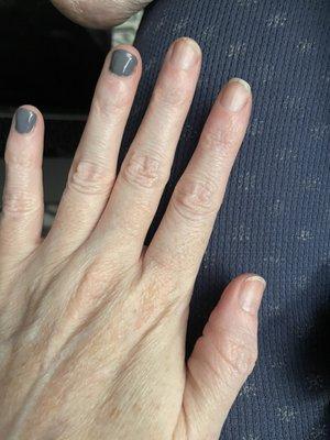 September 6, 2023 half hand gel manicure off .