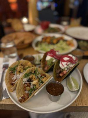 Al Pastor Tacos and Quesa Steak Tacos