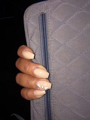 Nude nails with design by Zach