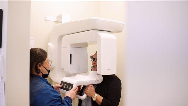 A patient receiving a state-of-the-art CBCT scan