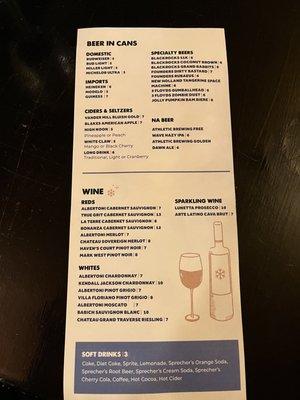 Menu at Cedar Lodge