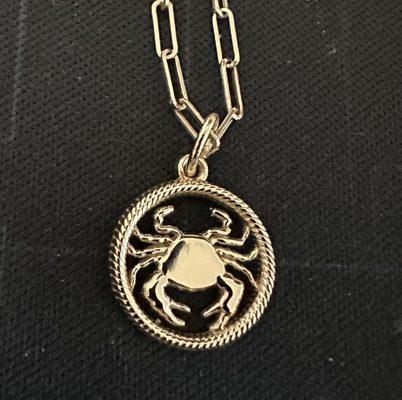 14K yellow gold zodiac pendant