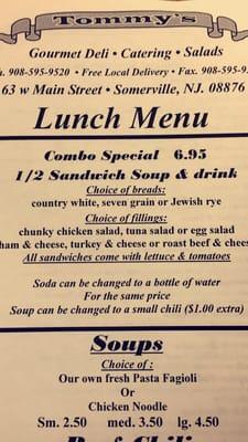 Great lunch values!! Soup, half a sandwich, and drink only $6.99!!! #TommysDeli