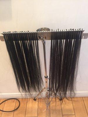 Display of Great Lengths before Application on @ hair extension rack