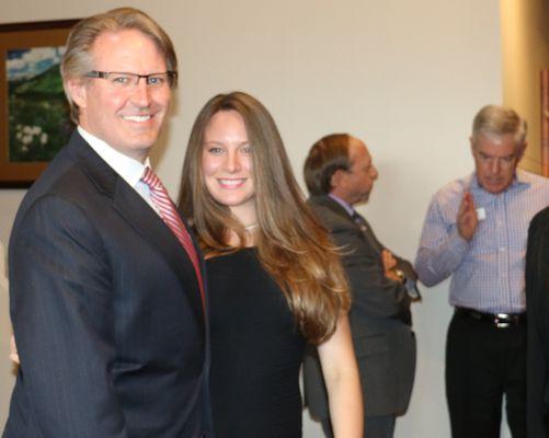 Our founder, Trevor Dierdorff with daughter, Alexis at Amnet's Open House July, 2016. Mayor Suthers and Doug Price CEO of the CVB behind.