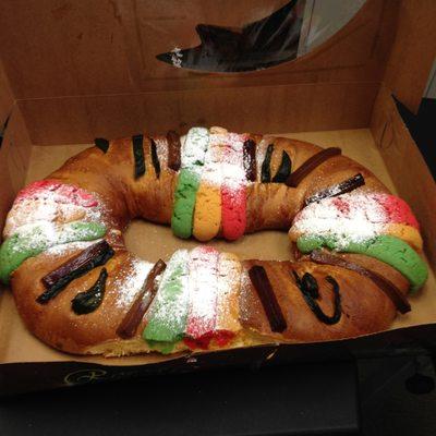 Christmas  ¨Roscón de Reyes¨.  Students have a chance to try this on Día De Los Reyes.