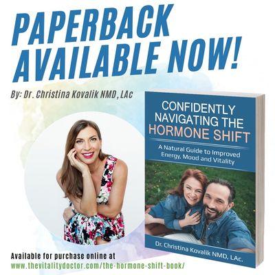 Dr. Christina Kovalik's book: "Confidently Navigating The Hormone Shift", is now available in paperback. Buy now for $35.00.