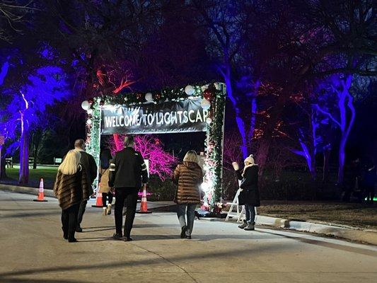 FWBG Lightscape: #FWBG #LightscapeFortWorth entrance to the 1.2 mile trail