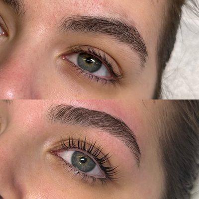 Lash lift + lash tint and brow shaping(wax)