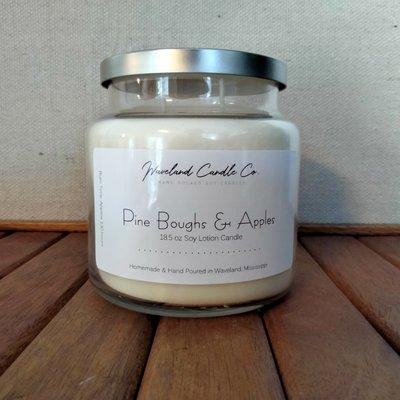 Pine Brough and Apples Holiday fragrance. 18.5 oz Soy Lotion Candle....