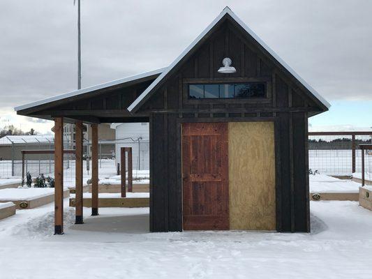 New garden shed completed just before our 1st snow.  Oct 26, 2020.