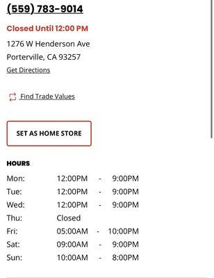 Updated Hours not posted on door of store only found on website