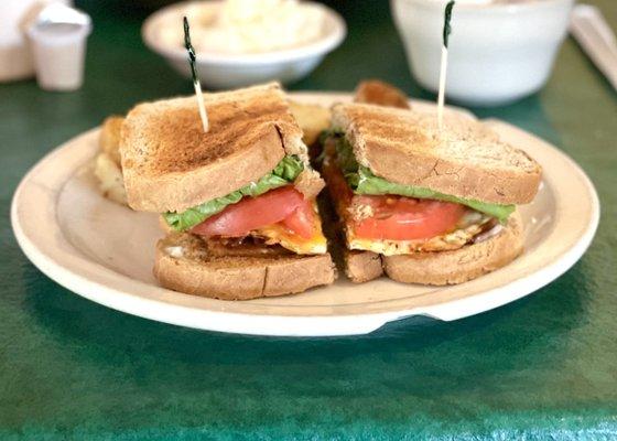 BLT with egg and cheese breakfast sandwich