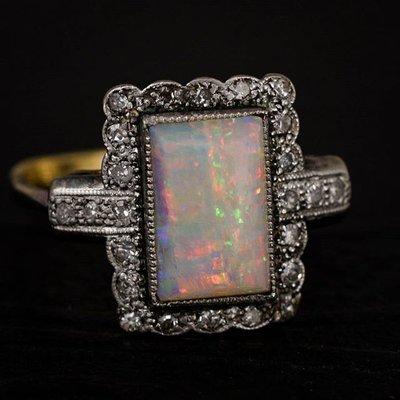 This Art Deco opal and diamond cluster is getting ALL the attention in the Brooklyn shop. Come in and try it on yourself!