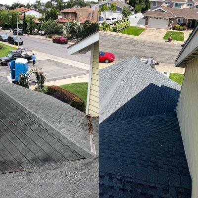 Steep shingle roof install in Carlsbad.