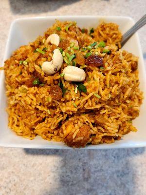 Special Biryani with shrimp, chicen, and lamb.