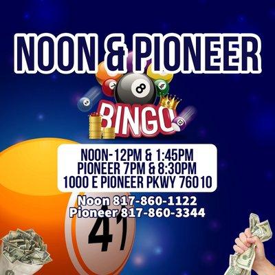 Noon and Pioneer Bingo , Arlington Texas 76010