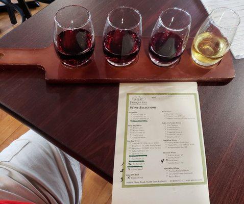 Wine Flight at Presque Isle Winery