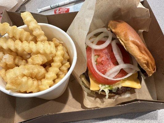 Cheeseburger and fries