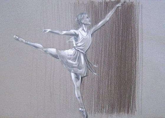 Colored pencil on toned paper figure study by portfolio prep student, Yuwei, age 16