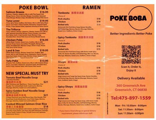 Take out menu