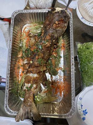 Whole fried catfish