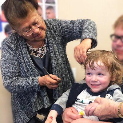 Babies first haircut! She was so sweet and he looks so great. I can't recommend this place enough.