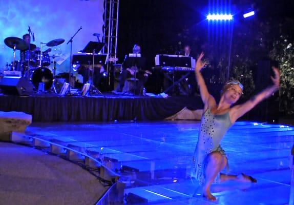 Covered pool served as stage and dance floor.