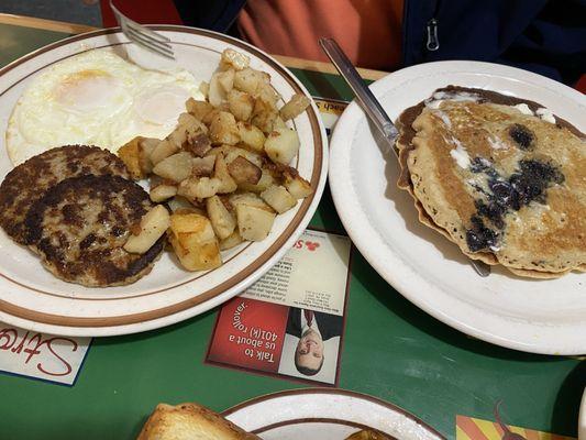 The Big C breakfast with blueberry pancakes. Those are fresh berries!