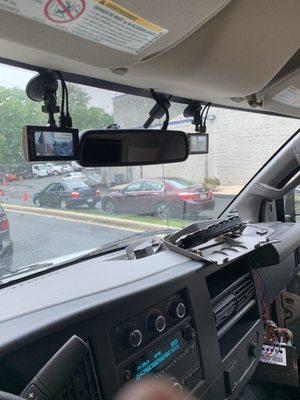 Dual cams and alarm in Chevy work truck