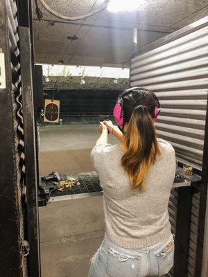 Trying out a handgun