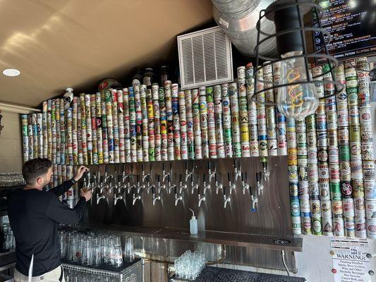 Inside the beer wall of taps