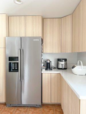 Removed wall oven and microwave and installed new cabinets