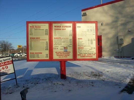 Drive up menu