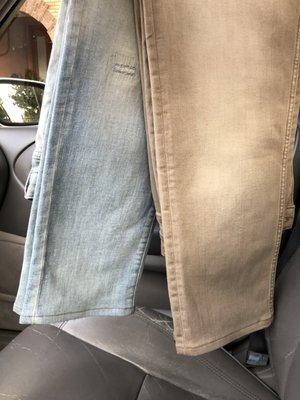 2 pairs of hemmed pants