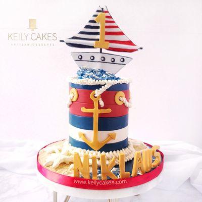 Vanilla Delight Nautical First Birthday Cake