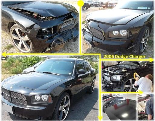 We repaired a front end collision on an '06 Dodge Charger. Looks good as new!