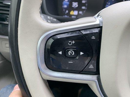 Dried residue on steering wheel