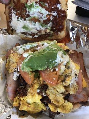 Cuban torta...steak,ham,chorizo & eggs, avacado...