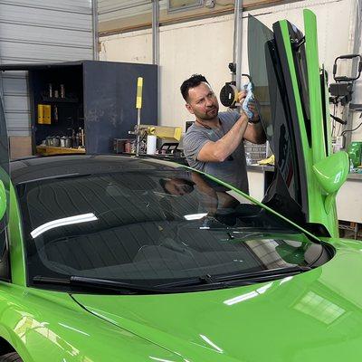 Ceramic tint installation on this 2018 McLaren 570s.