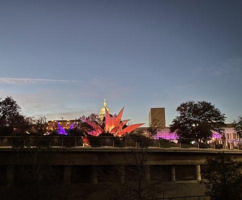 The Capital dome behind the beautifully redone Waterloo Park during the ten day "Creek Show"