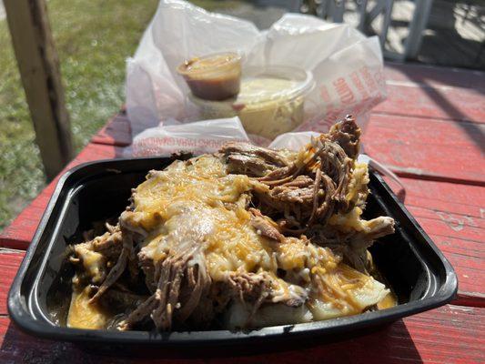 Beef brisket baked potato - phenomenal!