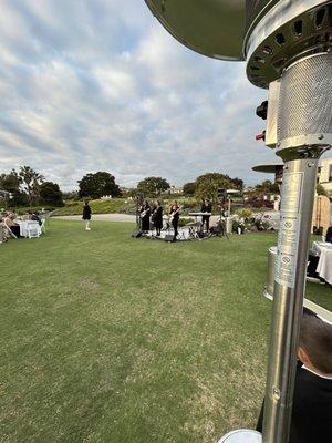 The catered event area with heaters