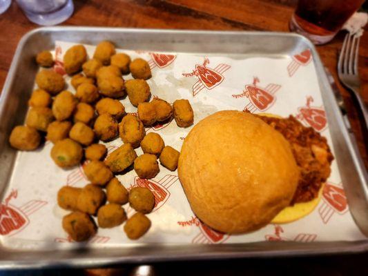 Pulled pork and fried okra