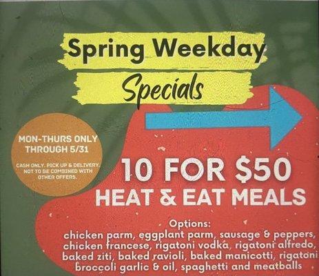 Advertisement For 10 Meals for $50!