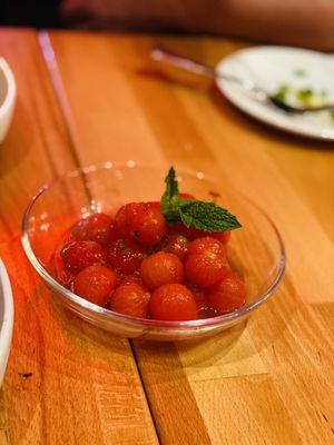 Chill Tomato Poppers Juicy and sweet. A perfect match with Half Lobster Seafood noodle