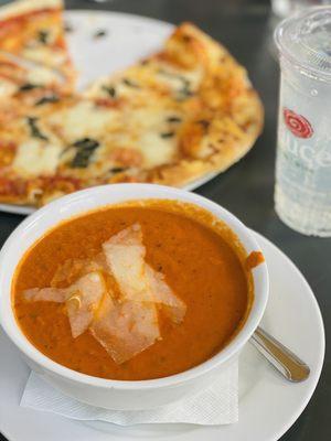 Tuscan Tomato (Gluten Free) or Daily Soup and Mozzarella , Fontina & Basil Pizza