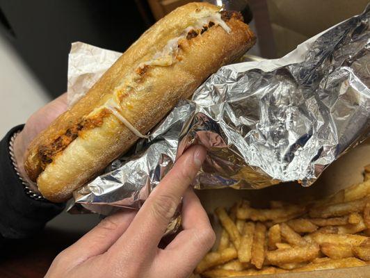 Chicken parm with fries