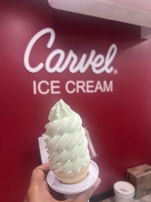 Mint soft serve cone